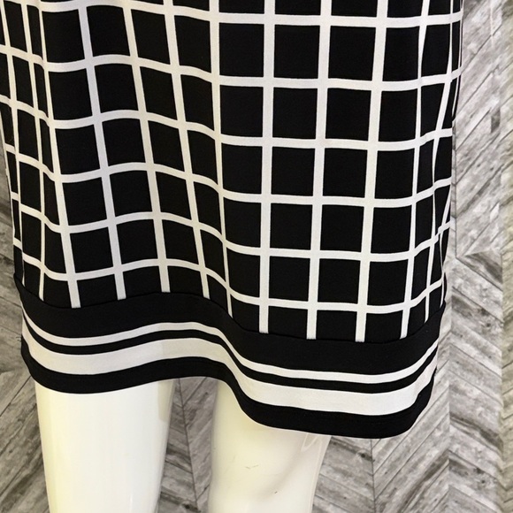 MICHAEL KORS Filigree Checkered Print Shift Dress Black, medium - Picture 4 of 11
